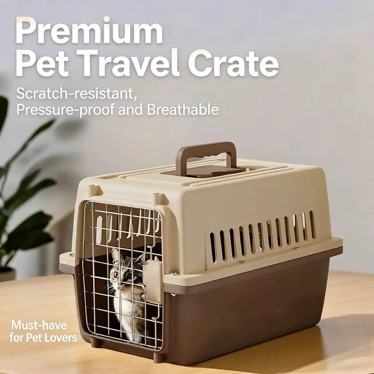 Airline-Approved Cat & Dog Carrier - Pressure-Proof, Secure, Beige