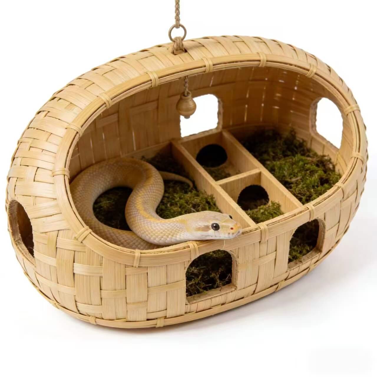 Natural Bamboo Hanging Snake Hide: Multi-Compartment, Ventilated Holes for Snakes