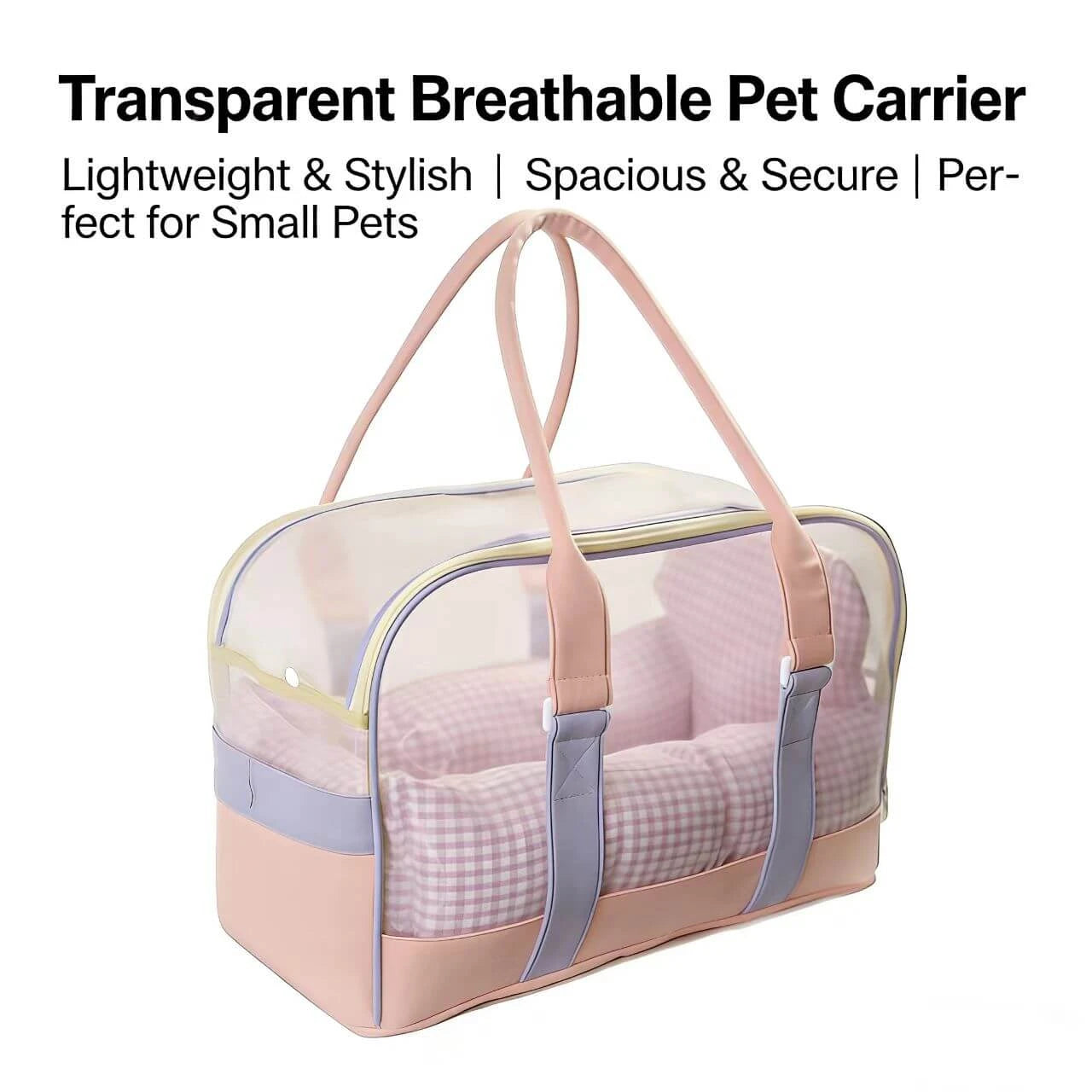 Transparent Cat & Dog Carrier Bag - Spacious, Portable, Pink