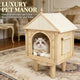 Elegant Wooden Cat House - Elevated Legs, Scratching Pad, Premium Pet Furniture