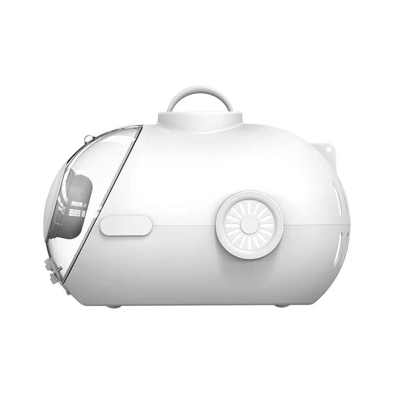 Ventilated Cat Carrier Pod - Transparent View, Portable, White