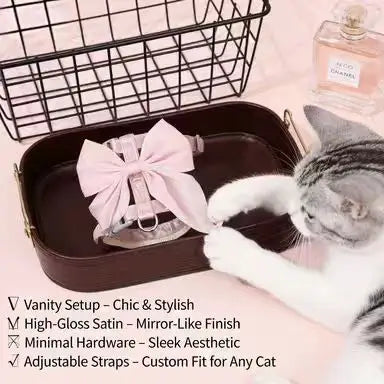 Escape-Proof Cat Harness: Large Bow Accent, Adjustable Fit