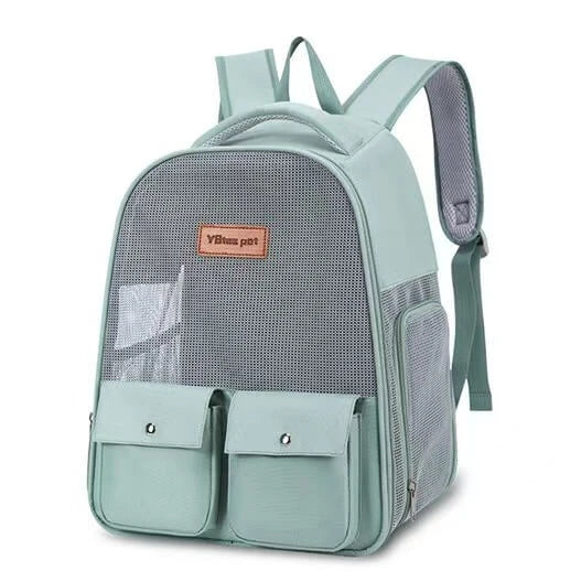 Travel Pet Backpack Carrier - Airy Mesh, Durable, Mint Green