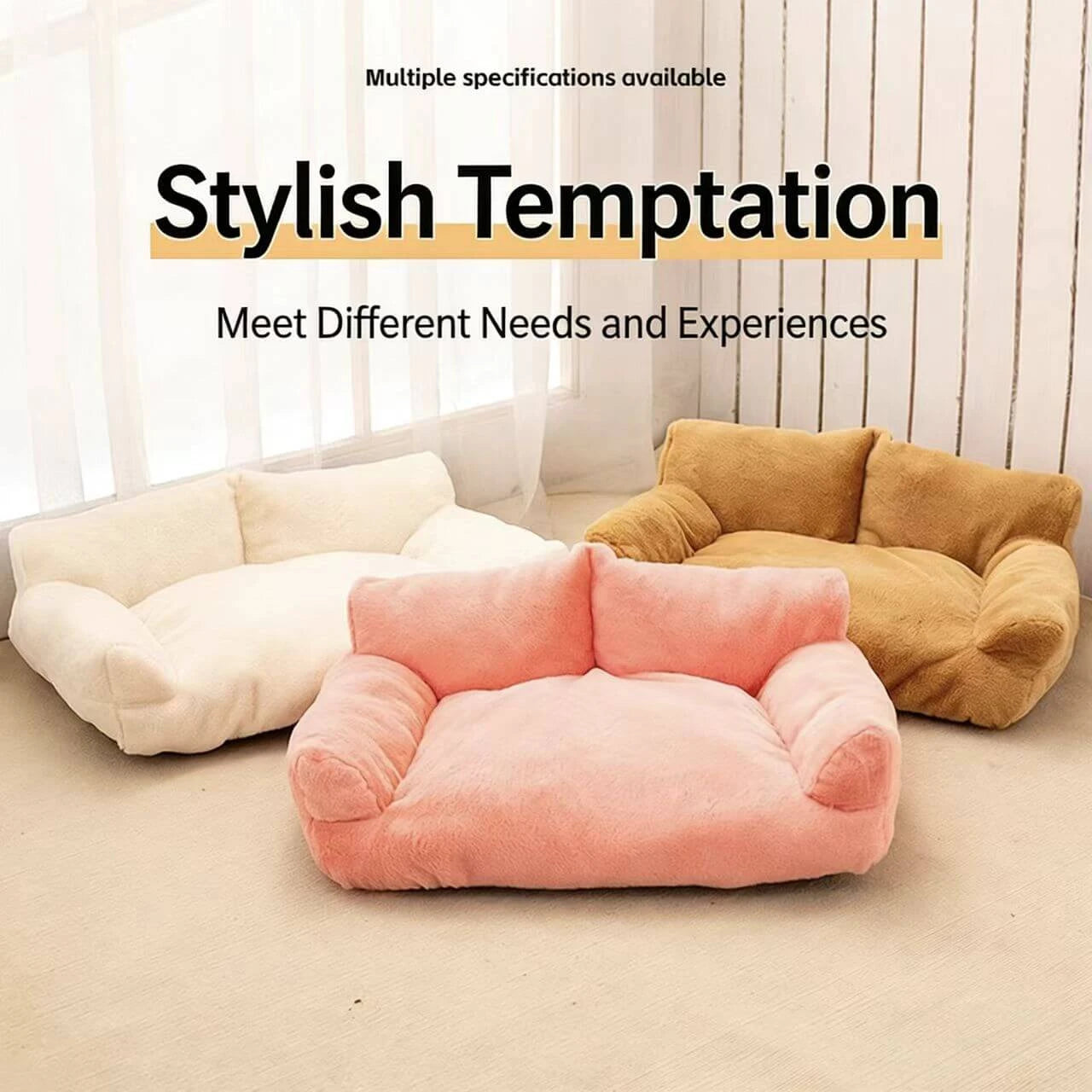 Orthopedic Pet Sofa Bed - Soft Plush, Supportive Bolsters, Warm