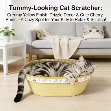 Honey-Pattern Cat Scratcher Bed: Corrugated Cardboard, Rest & Scratch, Golden Cute Design