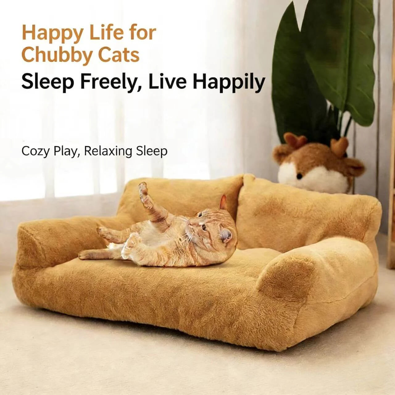 Orthopedic Pet Sofa Bed - Soft Plush, Supportive Bolsters, Warm