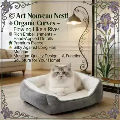 Orthopedic Cat Bed: Cozy Rest, Plush Surface, Dual-Tone Design (Gray-White)