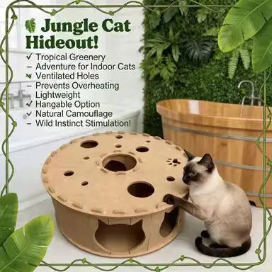 Multi-Hole Cat Cave: Interactive Hideaway, Cardboard Material (Beige)