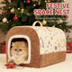 Cozy Enclosed Cat Cave - Foldable, Carry Handle, Warm Plush, Spring Use