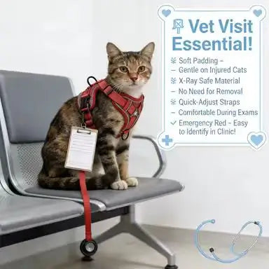 Reflective Escape-Proof Cat Harness & Leash: Breathable Mesh, Adjustable Fit (Red)