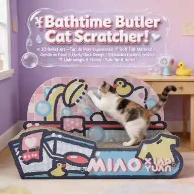 Bath-Themed Cat Scratcher: Claw Grinding, Cartoon Design, Colorful Surface (Multi-Hued)