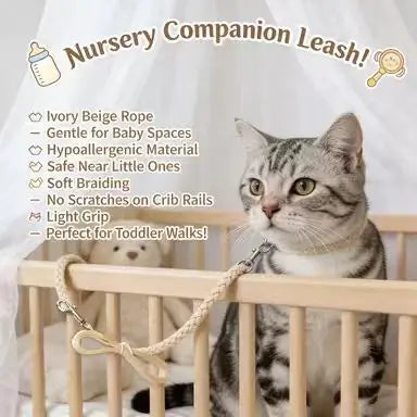 Durable Pet Leash: Lightweight Nylon, Metal Clasp (Beige)