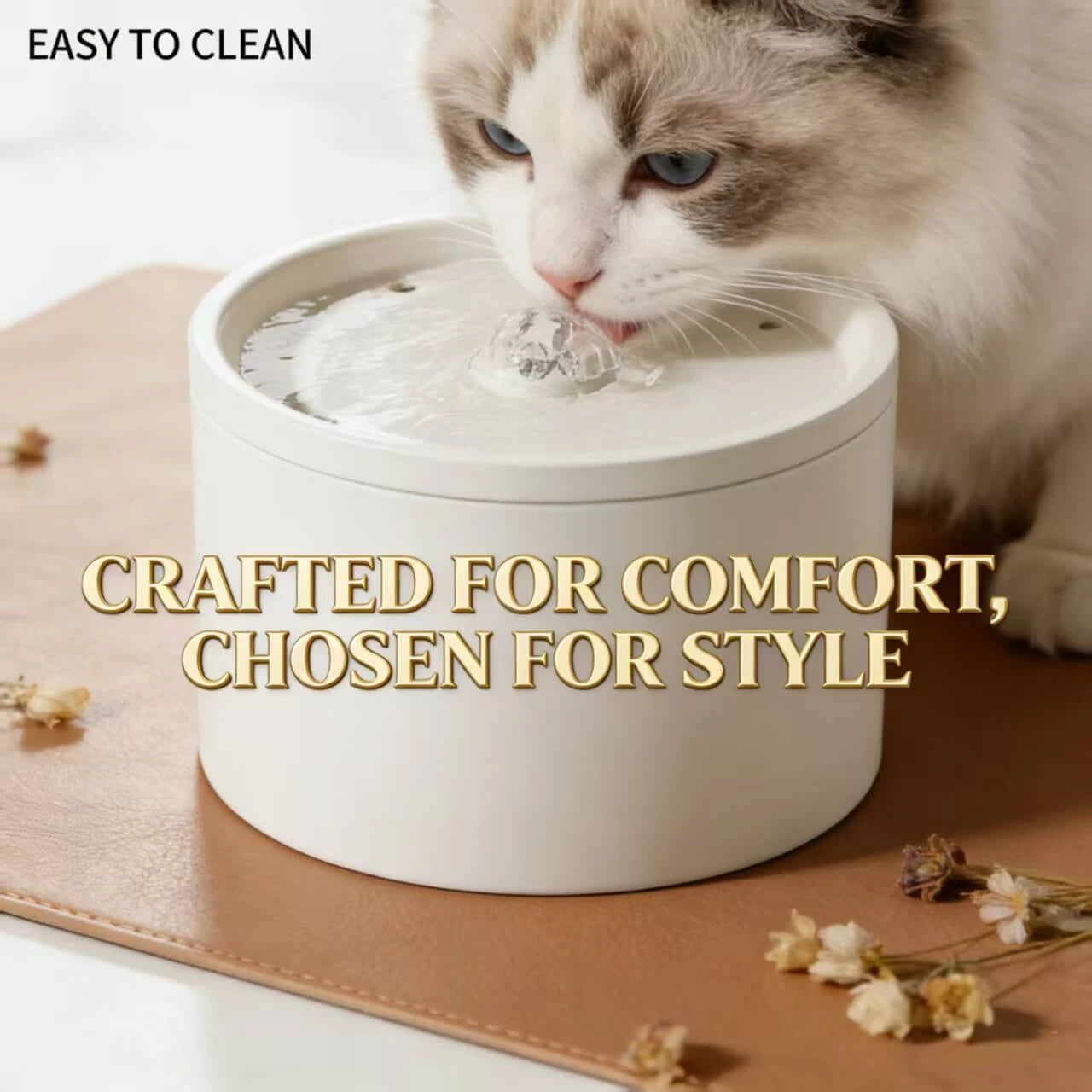 Easy-Clean Pet Water Fountain - Quiet, Stylish Design, White