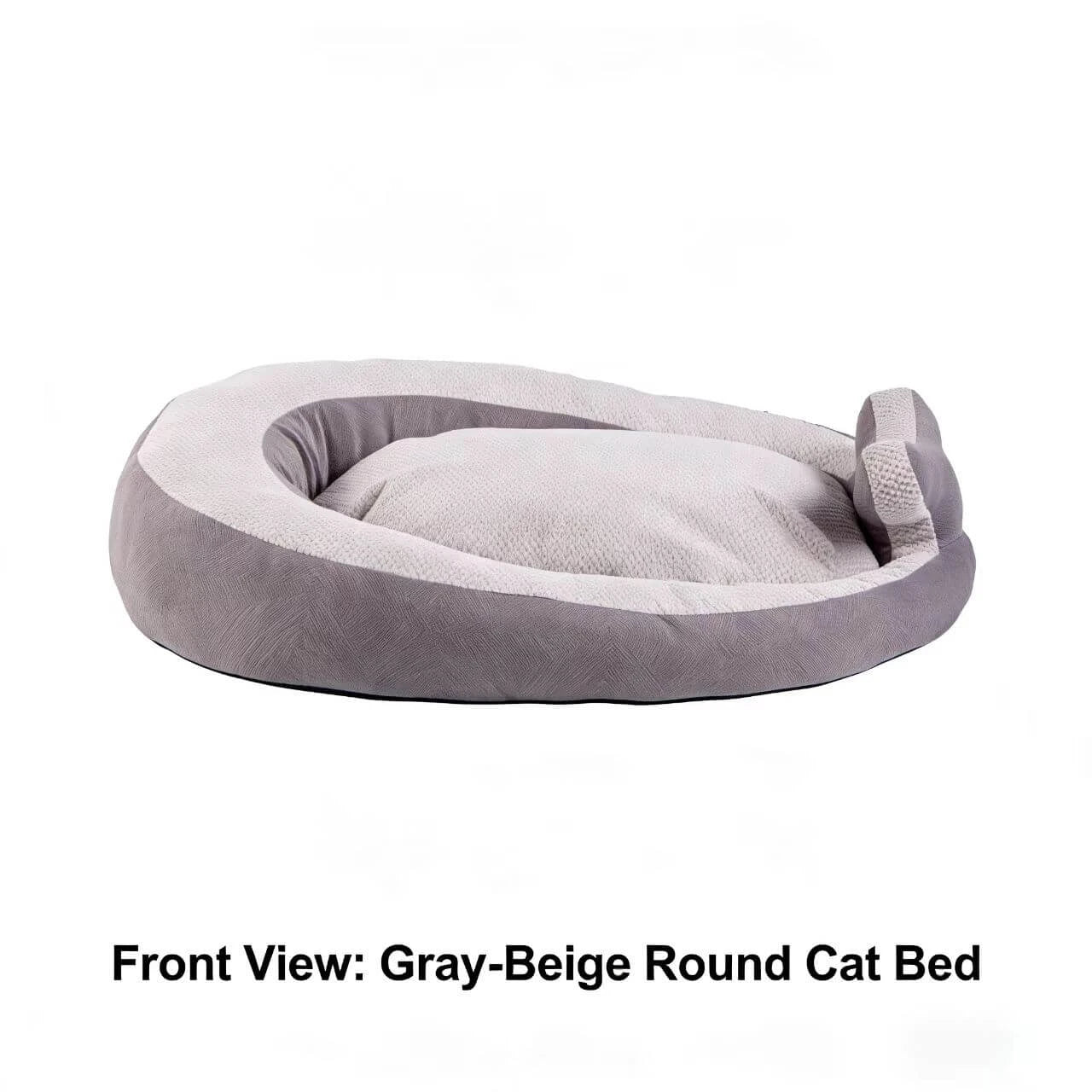 Soft Cushioned Pet Bed for Cats - Egg Design, Textured Cloth, Grey Two-Tone Rest Nest