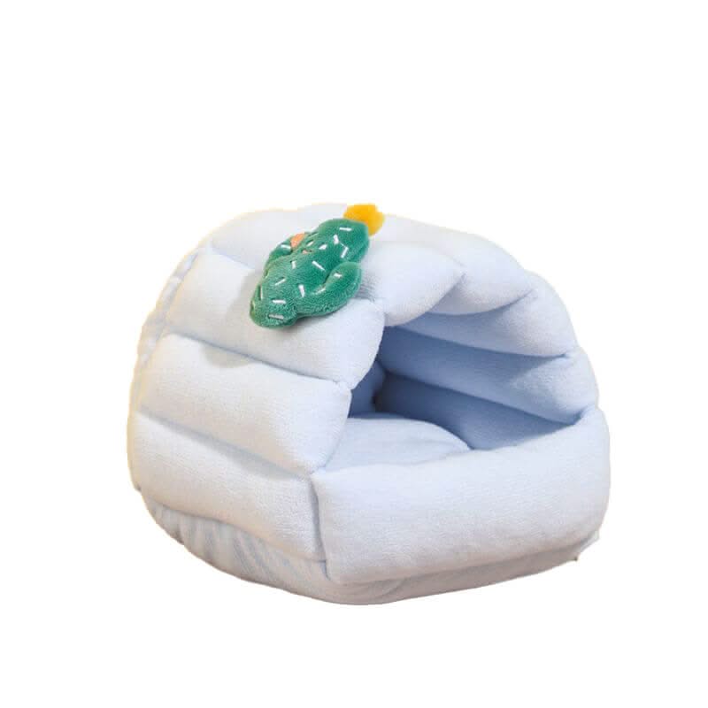 Dreamy-Design Hamster House for Hamsters - Cloud Shape, Light Blue, Fluffy Texture, Cute Cactus Decor