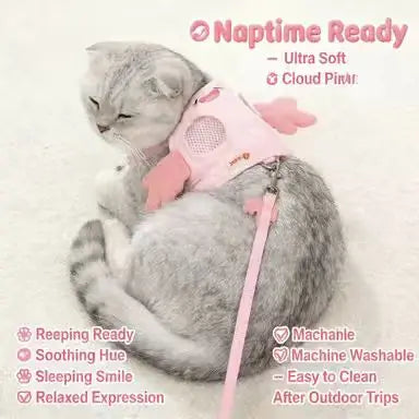 Escape-Proof Cat Harness: Axolotl Design, Breathable Mesh