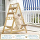 A-Frame Cat Scratcher: Multi-Zone, Hammock & Net, Wooden Design (Natural Beige)