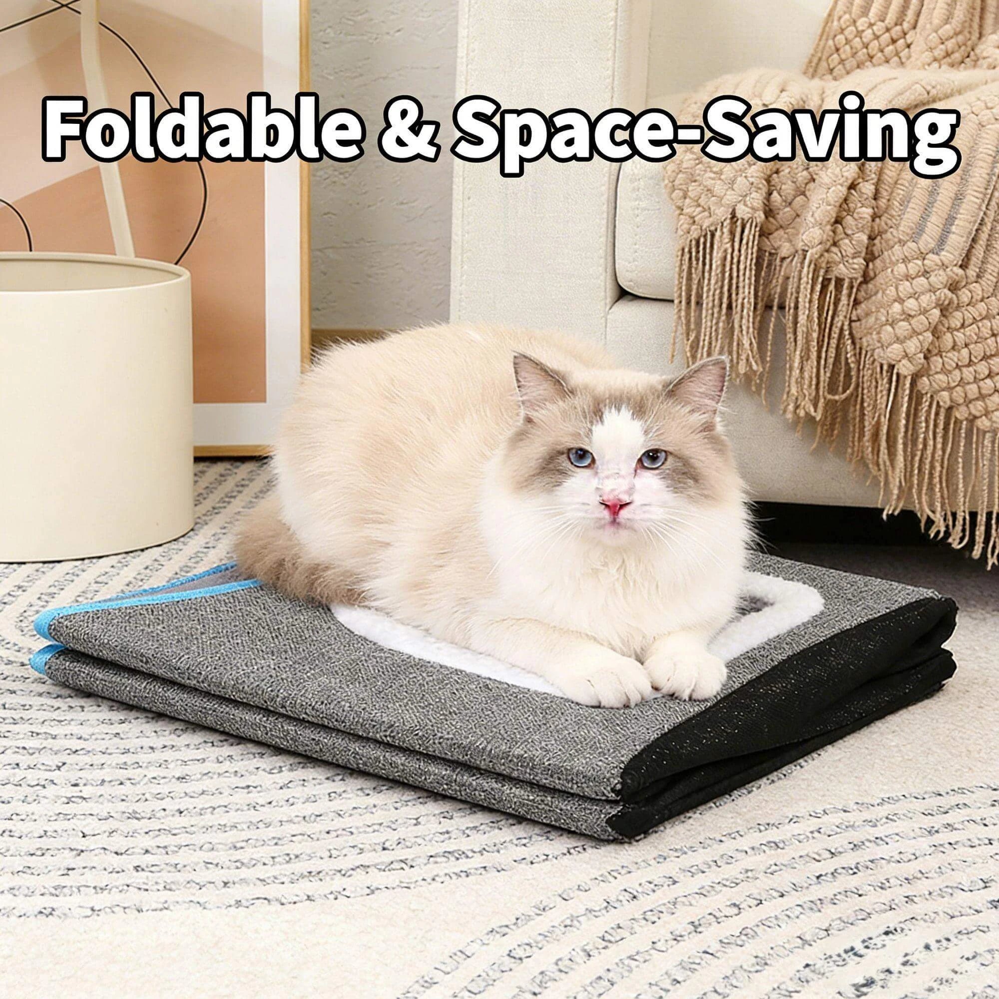 "Foldable Multi-Functional Cat Bed for Cats – Sturdy, Interactive Toy, Scratching Pad, Cozy Hideaway (Gray)"