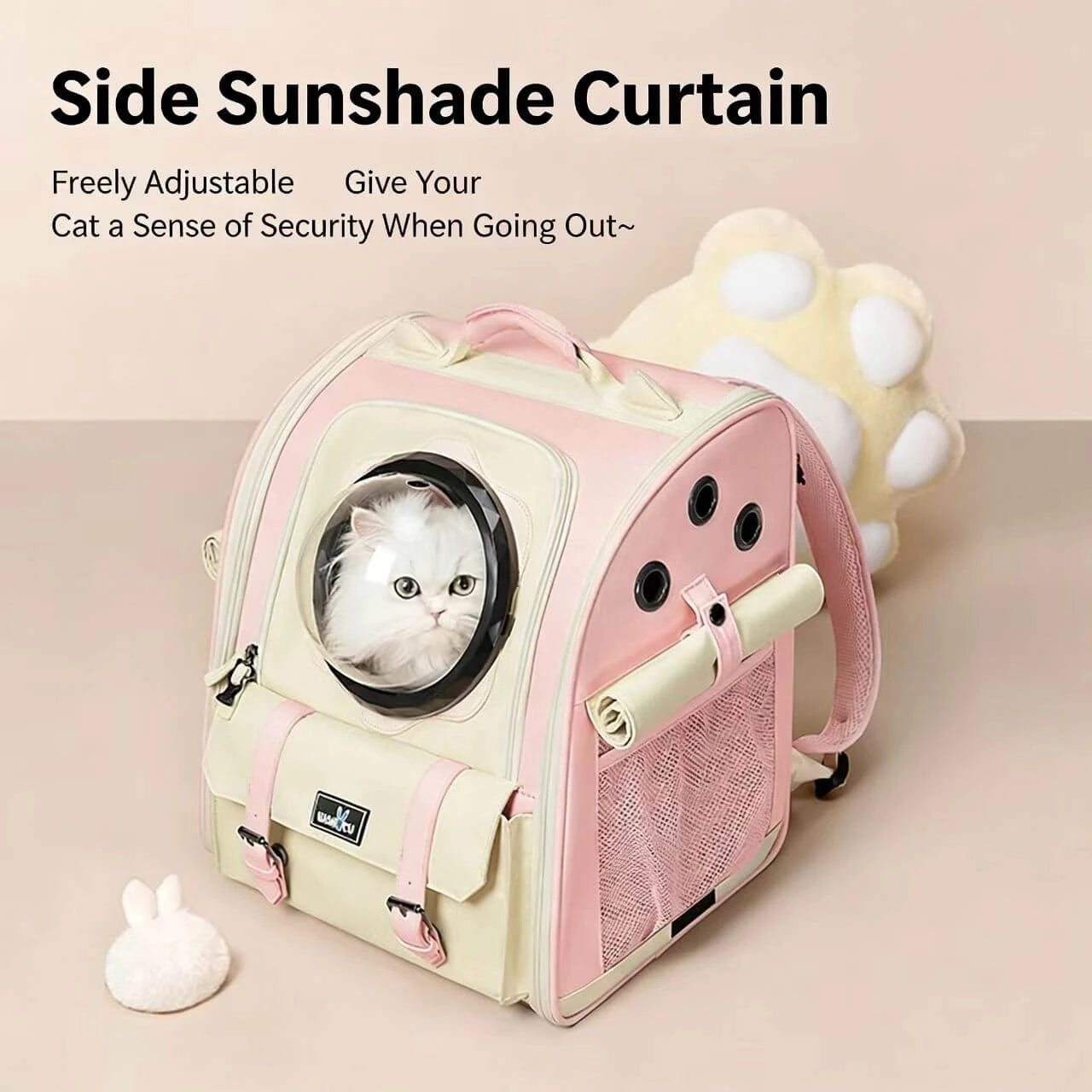 Multi-Vent Cat Carrier Backpack - Bubble View, Expandable, Pink