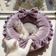 Soft Velvet Pet Bed for Cats - Lavender, Round, Bow Decor, Ruffled Trim