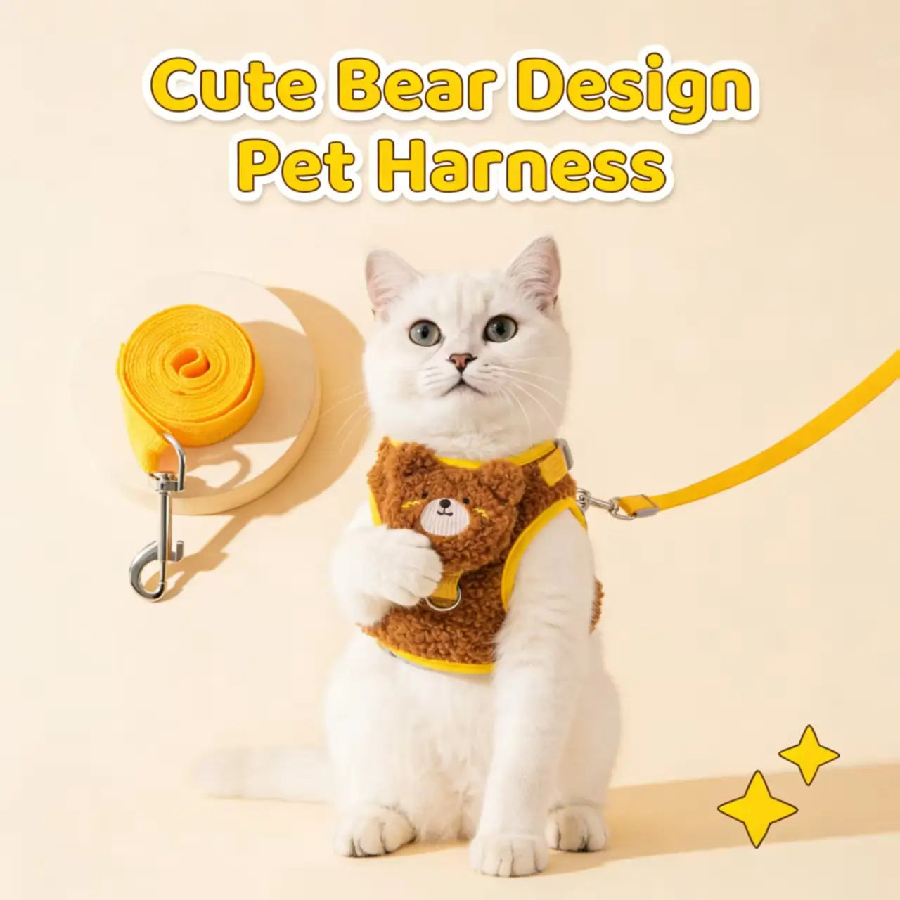 Escape-Proof Cat Harness & Leash: Fuzzy Teddy Bear Accent, Warm Sherpa