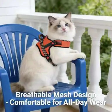 Reflective Escape-Proof Cat Harness: Breathable Mesh, Adjustable Fit