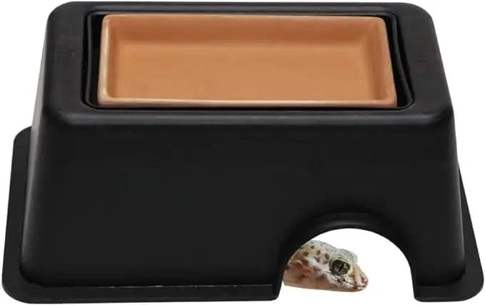 Hypeety Reptile Humid Hide Box with Water Basin for Lizards, Turtles, Small Snakes