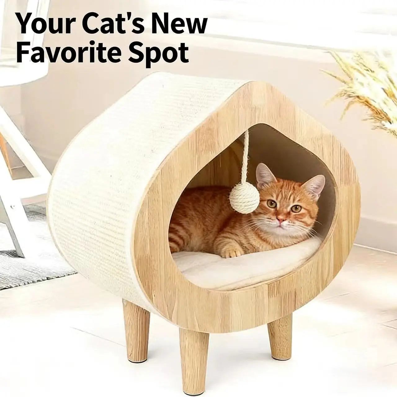 Scratch-Resistant Sisal Cat Scratcher Mat for Cats, Beige Self-Adhesive Pad