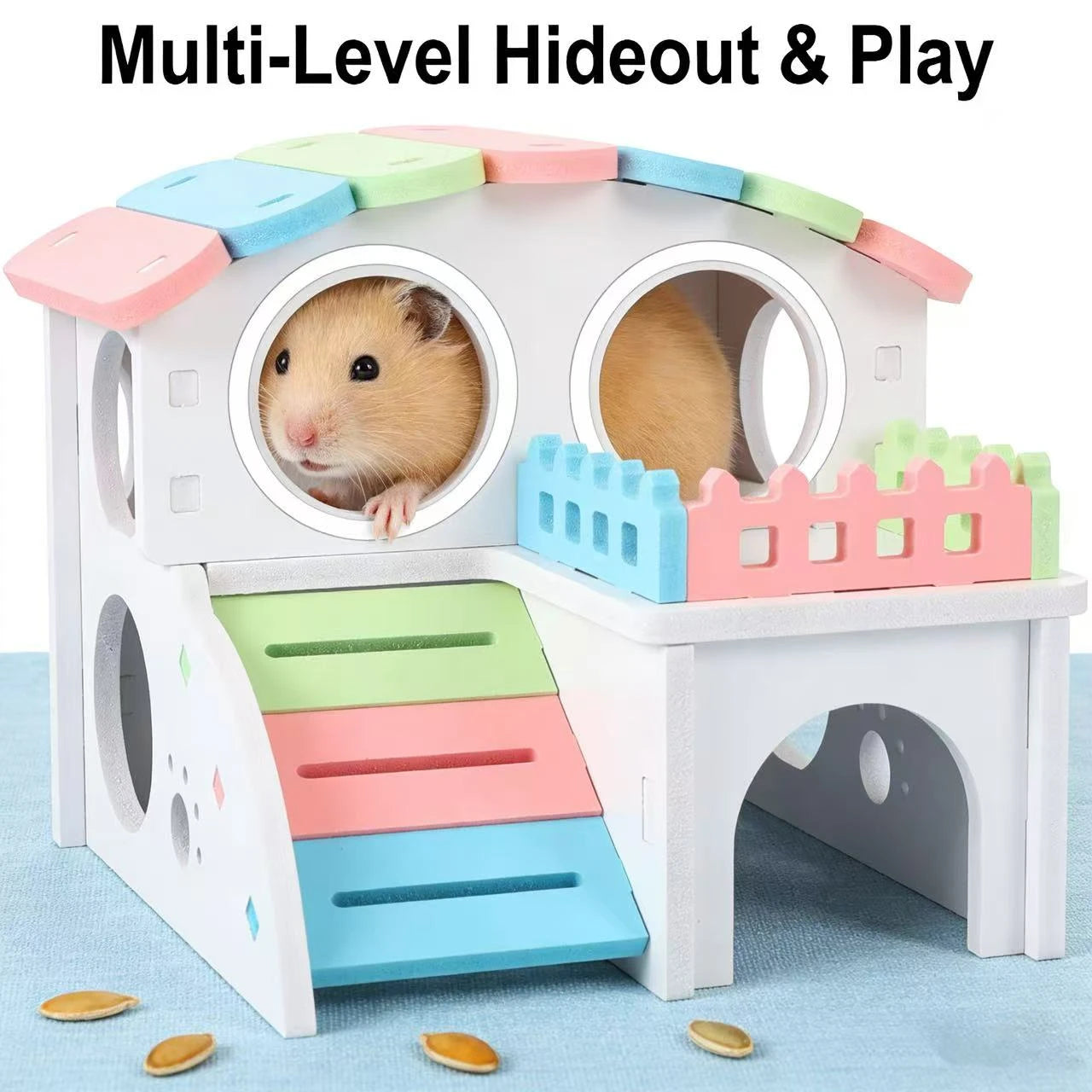 Hide & Play Hamster Nest for Hamsters - Multi-Level Slide Pastel Foam Multi-Entry