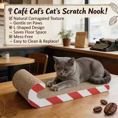 Barrier-Style Cat Scratcher: Claw Grinding, Striped Design, Durable Surface (Beige-Red-White)