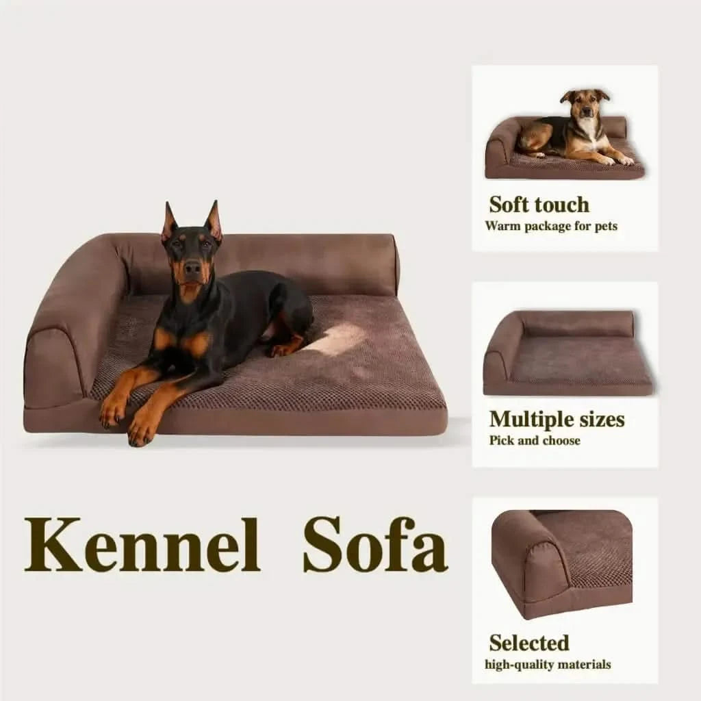 Pet Dog Bed Soft Cushion L Shaped Square Pillow Machine Washable Cover And Detachable Mat Cat House For Puppy Medium Large Dog.