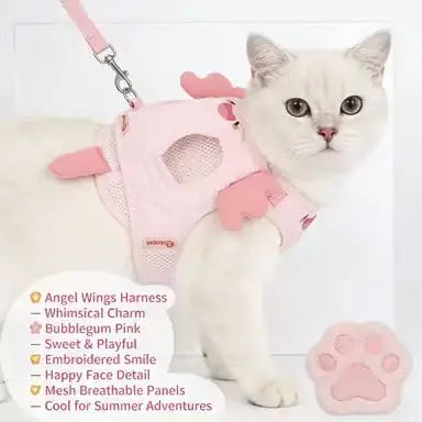 Escape-Proof Cat Harness: Axolotl Design, Breathable Mesh