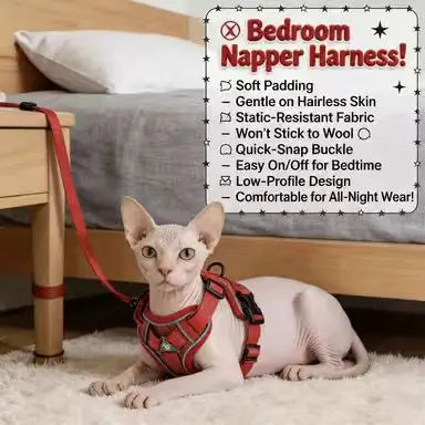 Reflective Escape-Proof Cat Harness & Leash: Breathable Mesh, Adjustable Fit (Red)