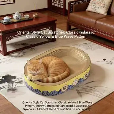 Oriental-Style Cat Scratcher Bed: Corrugated Cardboard, Rest & Scratch