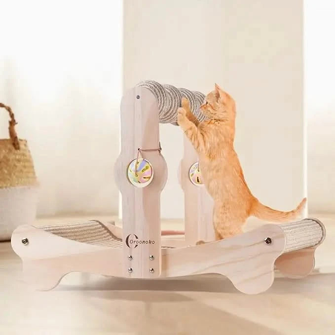 Oroonoko 4-in-1 Large Sisal Cat Scratcher Bed with Toys for Big Cats