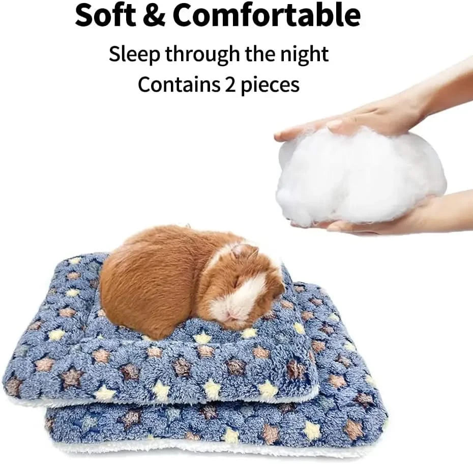 Amakunft 2-Pack Cozy Washable Fleece Pet Bed Mats for Small Animals