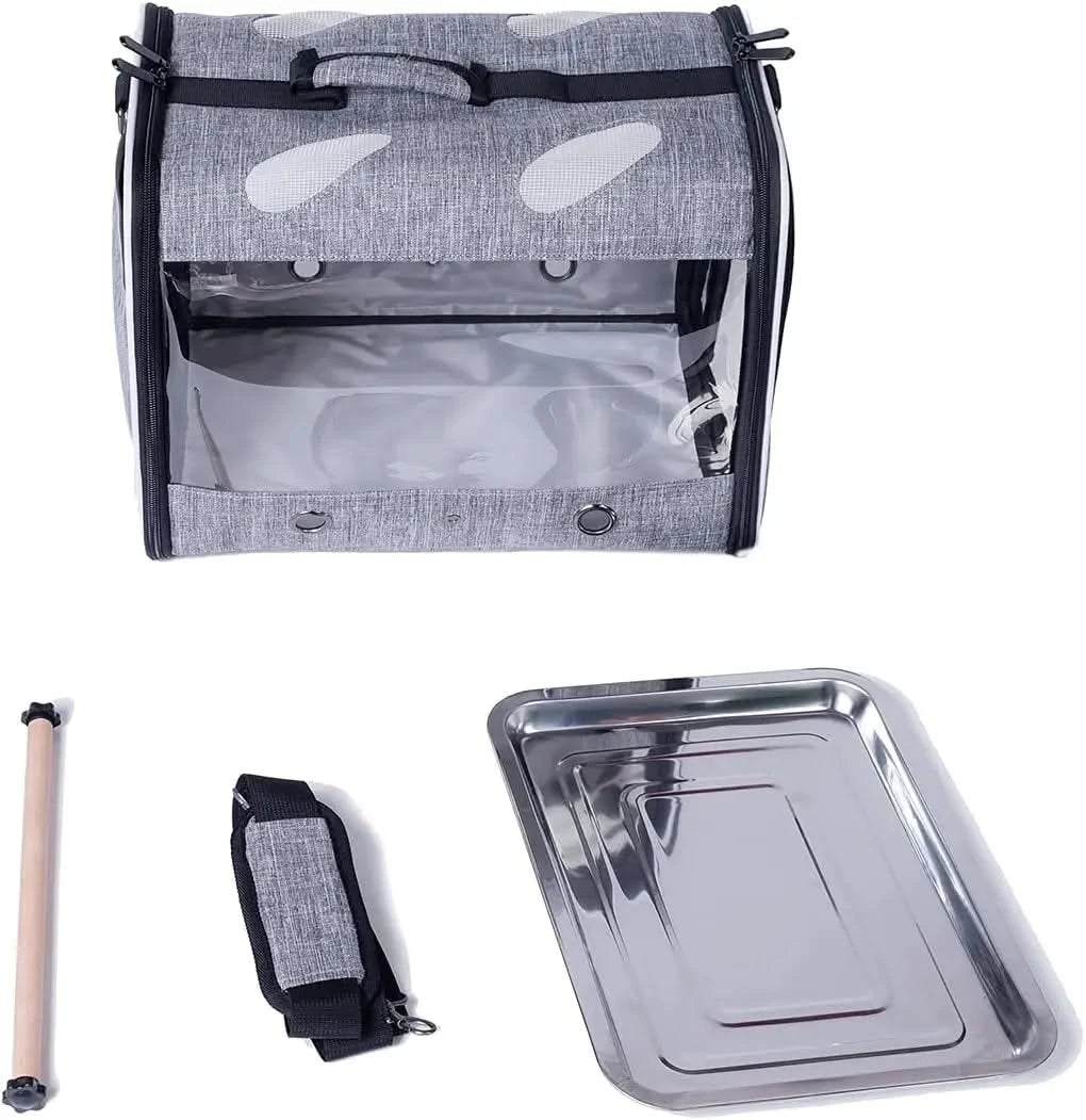 Ventilated Bird Travel Carrier Backpack with Perch, Airline Approved for Parrots, Hiking