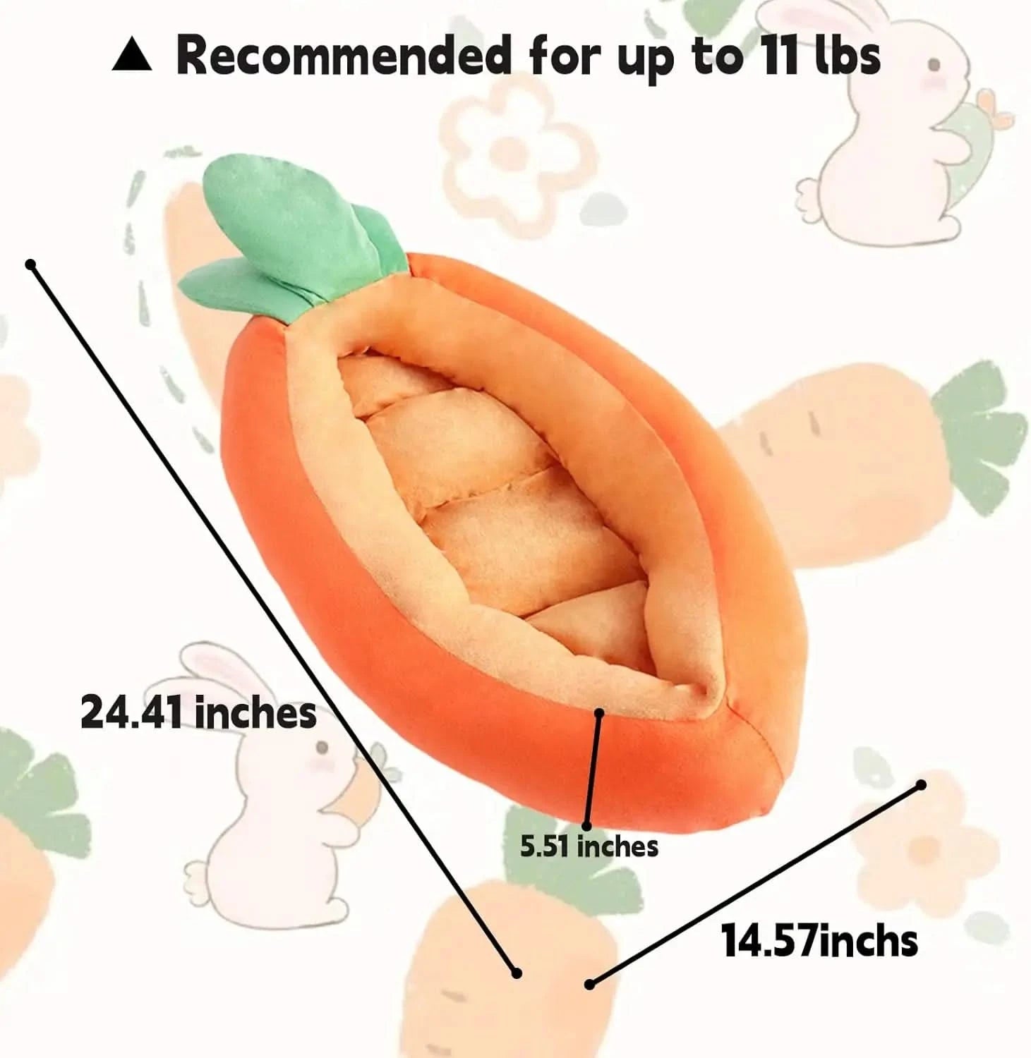 Cozy Carrot Shape Small Pet Bed - Soft, Washable, Snug Hideaway for Rabbits