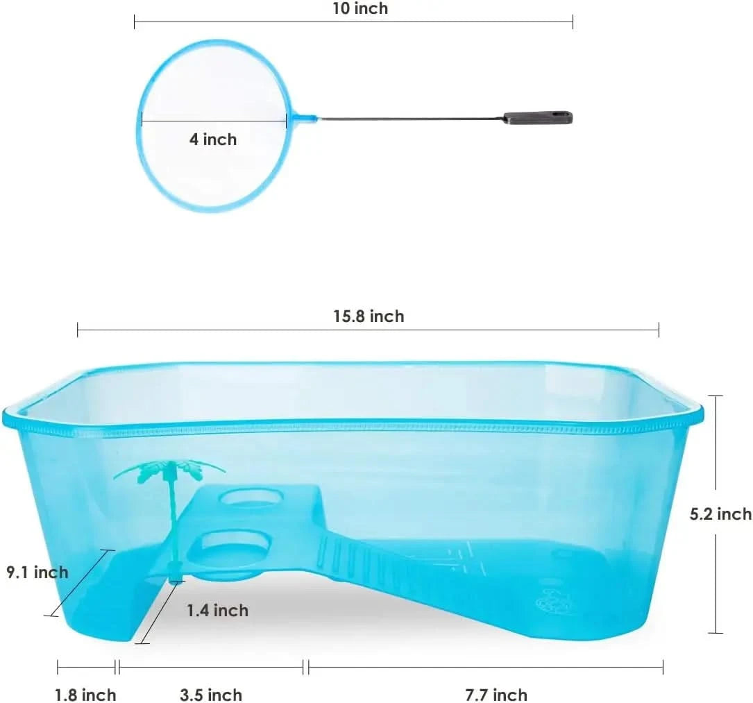 Geegoods Small Turtle Tank Aquarium: Multi-Zone Reptile Habitat with Basking Platform