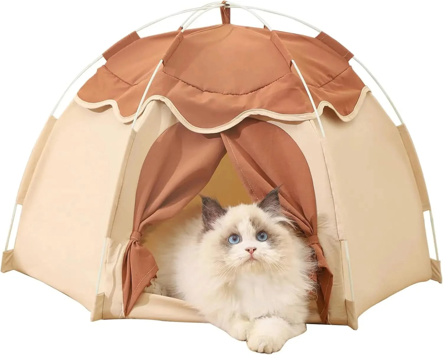 Gigreinc Large Beige Pop-Up Pet Tent: Cozy Indoor Cat & Small Dog House