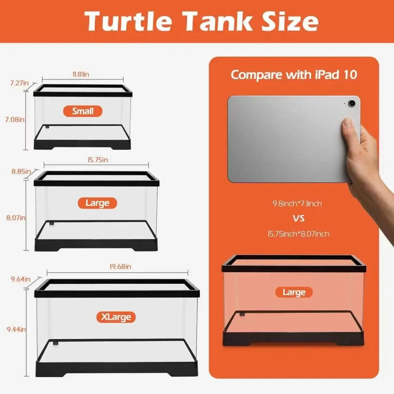 AZV Small PC Indoor Turtle Habitat Kit: Filtered, Lit, with Basking Platform