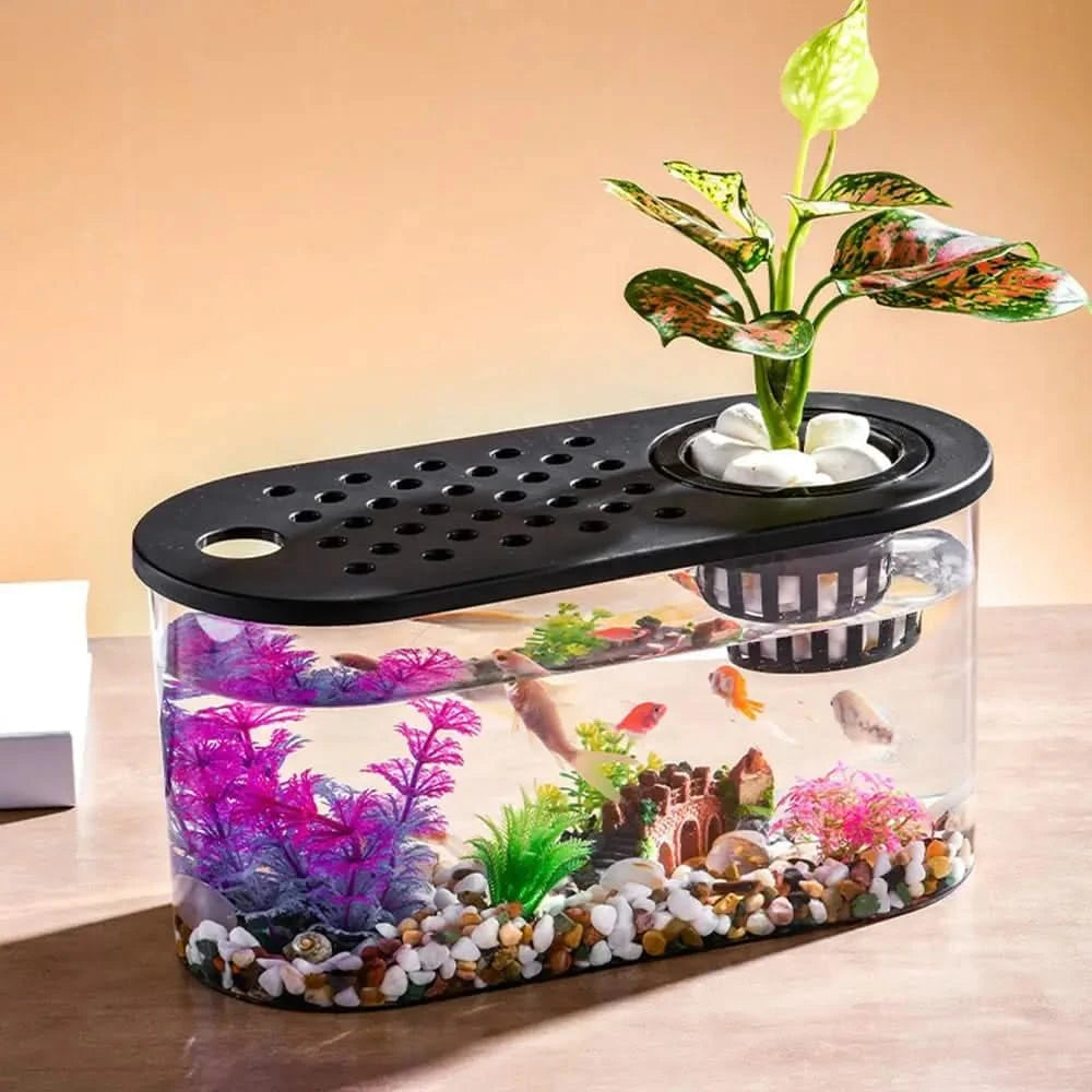 Complete Small Turtle Tank Kit: Reptile Aquarium, Basking Platform, Decor, Grass