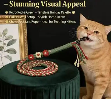 Bohemian Pet Leash: Hand-Woven Floral Design, Durable Braided Rope