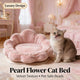 Pearl Flower Cat Bed, Velvet Pet-Safe Beads Pink for Cats