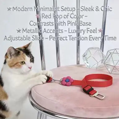 Safety Pet Car Seat Belt: Adjustable, Flower Accent