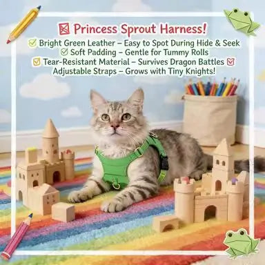 Luxury Escape-Proof Cat Harness: Adjustable Fit, Faux Leather (Bright Green)