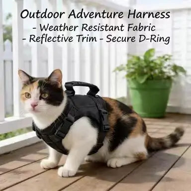 Tactical Escape-Proof Cat Harness: Heavy-Duty Fabric, Handle Design