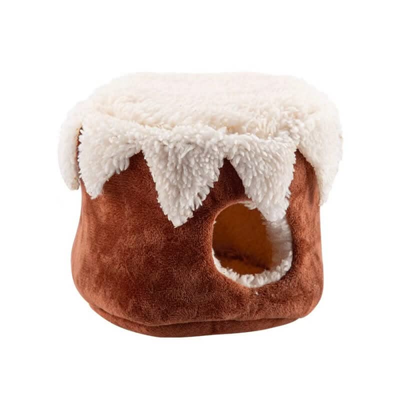 Cozy-Retreat Hamster House for Hamsters - Gingerbread Shape, Plush Icing Trim, Warm Interior