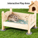 Cool Rest Four-Season Hamster Nest for Hamsters - Wooden Frame Cool Pad Decor Holes Light Wood