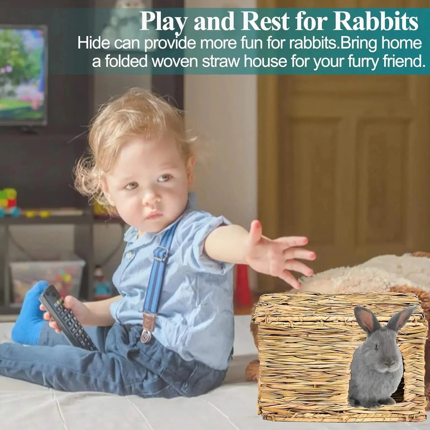 HERCOCCI Extra Large Foldable Grass House: Rabbit, Guinea Pig Chew Hideaway